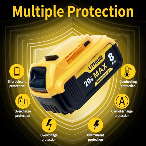 Image of 10Pack 8.0Ah Replace for Dewalt 20V Max Battery DCB206 DCB204 DCB200, Compatible with Dewalt 20V Cordless Power Tools