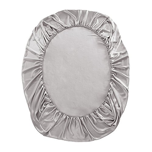 Lilysilk Silk Fitted Sheet 19 Momme Seamless Breathable, Silver/Gray, King #TOP2