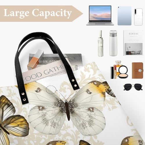 Sac à bandoulière Papillon Jaune en format 39x39cm, le tote bag léger au motif imprimé