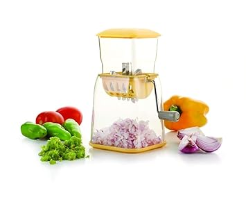 Hirparag Exclusive Plastic Onion Cutter, Chilly Cutter, Dry Fruit & Vegetable Cutter, Onion Chopper Easier and Quicker Manual Hand Onion Cutter Machine for Kitchen, Multi Color, Pack of 1