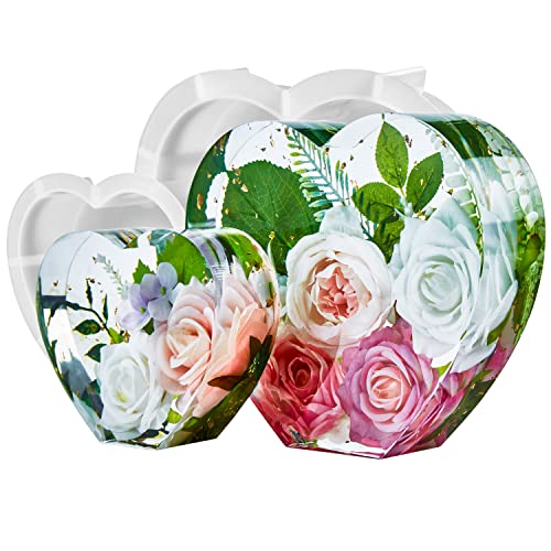 PieceCircle 2Pcs 10 Inch Large Heart Shape Resin Molds Silicone Molds for Flower Preservation Deep Epoxy Resin Molds for Resin Art Casting DIY Wedding Valentine Anniversary Home Decor Gift