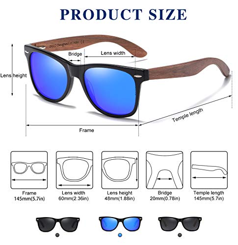 Image of DUCO Polarized Driving Handmade Walnut Wooden 100% UV 400 Protection Sunglasses for Men 2141