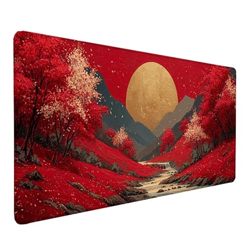 Lune Tapis de Souris XXL 150 x 80 cm Rouge Antidérapant