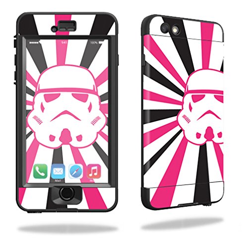 MightySkins Protective Vinyl Skin Decal Compatible with Lifeproof iPhone 6/6S Plus nuud wrap Cover Sticker Skins Pink Star Rays