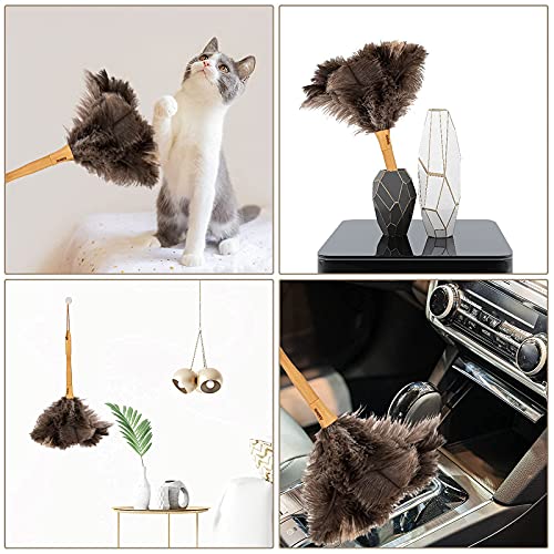 Aldwin Ostrich Feather Duster, 16 Inch Gray Ostrich Feathers With Wood Handle, Reusable And Washable Car Dusters, Eco-Friendly Cleaning Dusters For Home, Office And Kitchen #TOP5