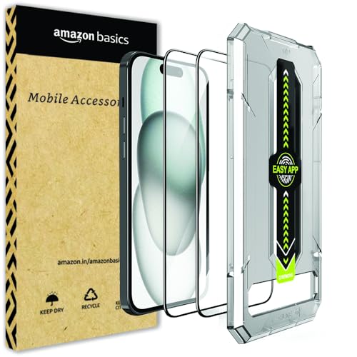 Amazon Basics Easy Fit Tempered Glass Screen Protector Guard for iPhone 15 Pro Max (Pack of 2) (B0D873BMTK) Amazon Price History, Amazon Price Tracker