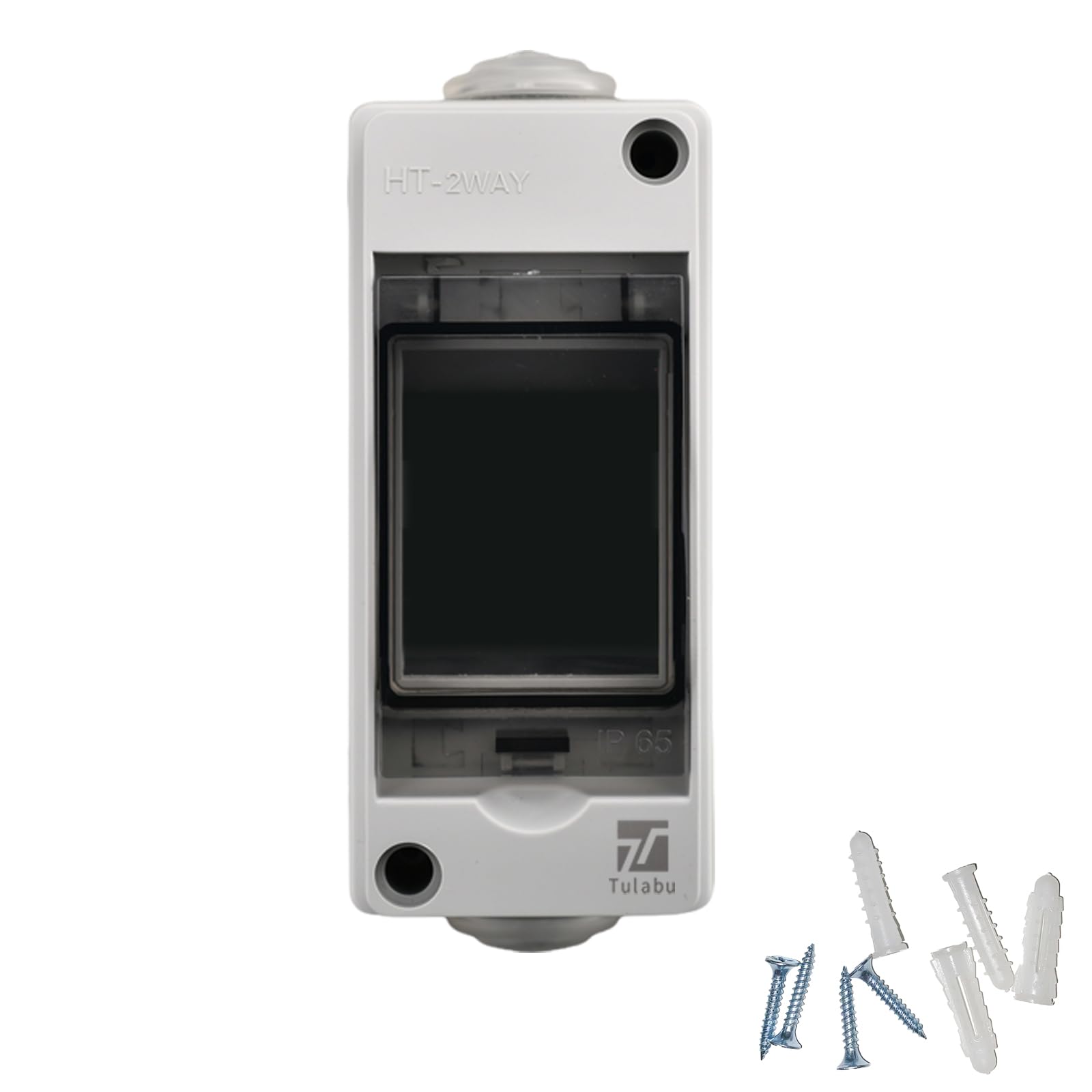Tulabu White 2 Way Circuit Breaker Box Ip65 Waterproof Surface-Mounted Distribution Protection Box With Din Rail 1-Row For 2 Modules For Outdoor/Garden Use