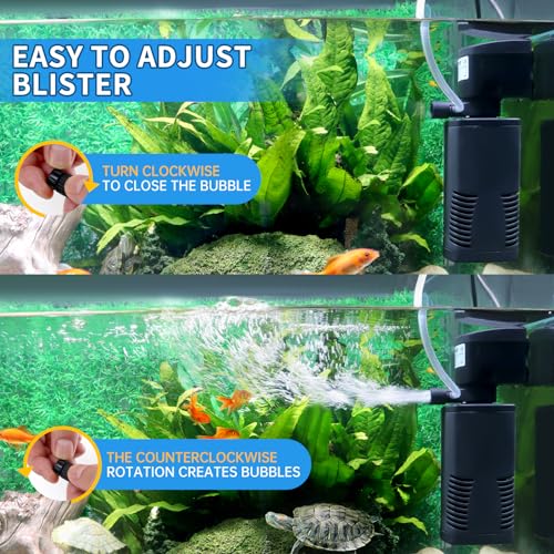 Image of coospider-repta Fish Tank Filter for 15-40 Gallon Tank, 160 GPH Crystal Clear Powerful Internal Aquarium Filters Submersible Pump& Filter System for Fish Tank & Turtle Tank
