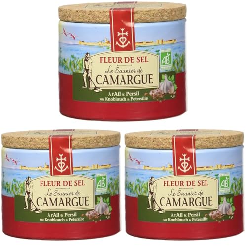 Le Saunier de Camargue boîte Fleur de Sel Aromatisée Ail/Persil le Saunier de Camargue 125 g (Lot de 3)