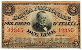 SKU: 12748/I Cartamoneta.com 2 Lire Proof Fronte Banca Nazionale nel Regno d\'Italia CAVOUR 25/07/1866 SPL 12748/I