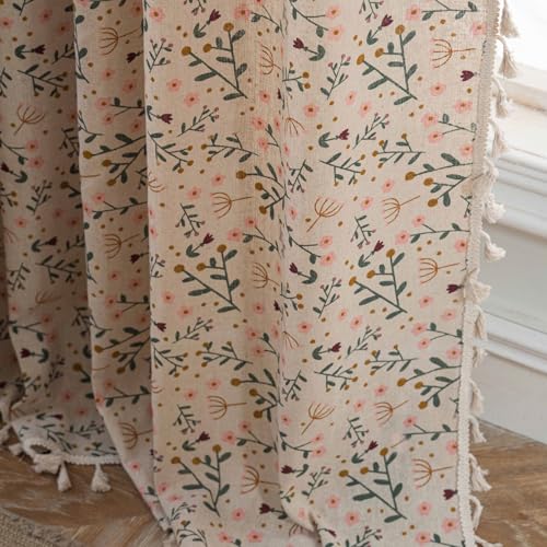 Cortinas decorativas de polialgodón con borlas para ventanas de salón 7