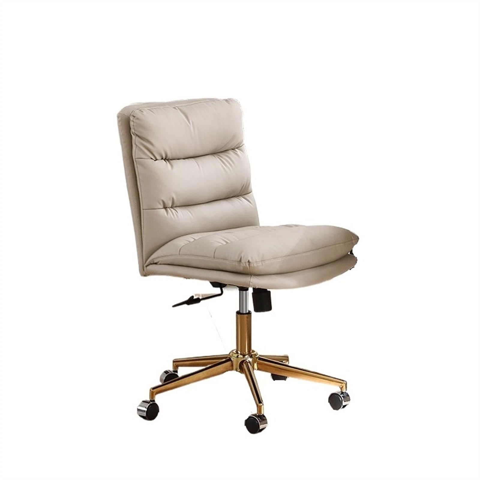Office Chair Leather Desk Chair Comfortable and Soft Office Chair Study Room Office Chair for Office Adjustable Office Chair for Home Without Armrests Desk Chair (Gold)