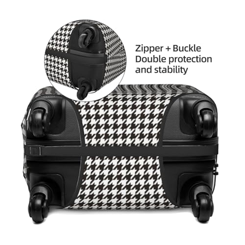 Houndstooth Black And White Print Luggage Covers For Suitcase,Elastic Washable & Stretchable Suitcase Covers For Luggage, Anti-Scratch - Fits 18-32 Inch Luggage-No Luggage Included2