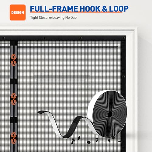 Image of MAGZO Magnetic Screen Door Fits Door Size 70 inchx 79 inch, Hands-Free Mesh Black | 72 inch x 80 inch Heavy Duty Door Screen Magnetic Closure & Windproof Fastener, Pet Friendly Patio Screen Door Mesh