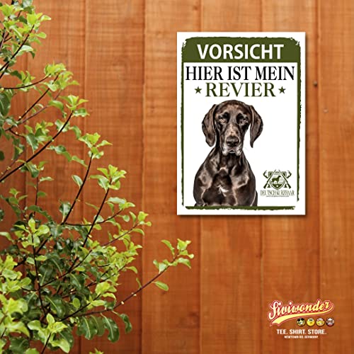 Deutsch Kurzhaar Schild Revier Jagd Türschild Hundeschild Warnschild Hund DK Vorstehhund Geschenkidee lustiger Spruch Hundemotiv Aluminium Wetterfestes Hundeschild