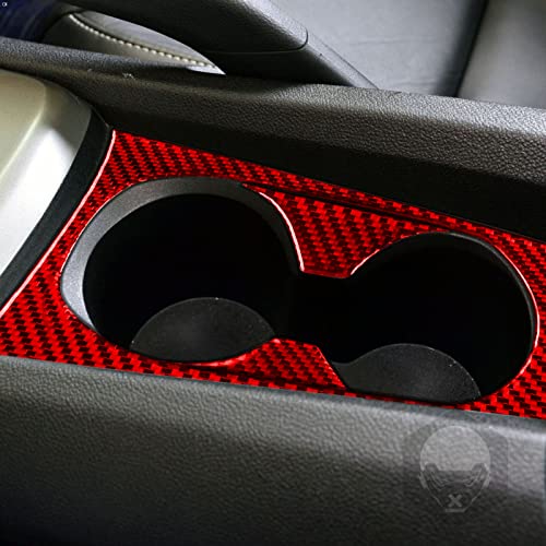 Image of NVCNX Genuine Premium Carbon Fiber Center Console Gear Panel Water Cup Holder Cover Car Interior Dash Trim Accessories for Chevrolet Camaro 2010 2011 2012 2013 2014 2015 3PCS Red