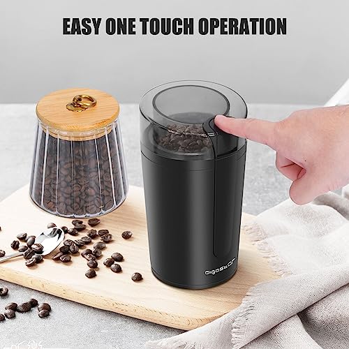 Aigostar Coffee Grinder Electric with Removable Lid, Grinder for Coffee Bean, Pepper, Grain, Spice, Nuts Safe 304 Stainless Steel Blades, Powerful Grinder Motor 200W - Natural 30RRK. - Image 5