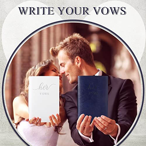 2 Pcs Wedding Vow Books His And Hers Vow Books Vow Notebook For Wedding Vows Journal Wedding Day Officiant Book 5.9 X 3.9 Inch, Bridal Shower Gifts, Wedding Keepsake, 50 Pages/ Pcs (White, Dark Blue) #TOP3