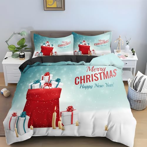 Housse de couette 160x200 fermeture éclair pour parure de lit Noël sans effort