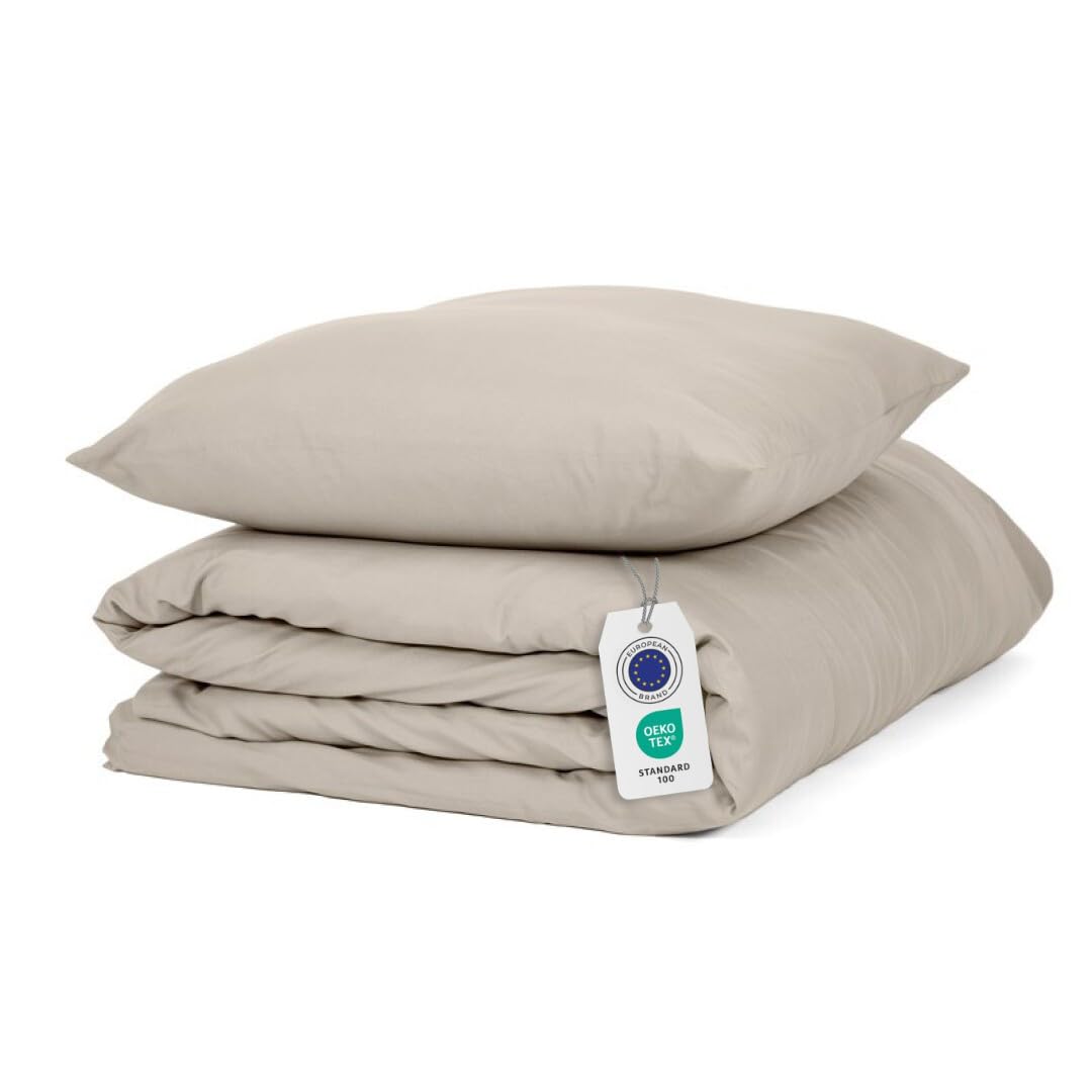 Funda Nordica Cama 135/150 cm, Funda Edredón Transpirable Suave al Tacto 100% Microfibra Juego de Funda Edredon 220x240 cm y 2 Fundas de Almohada 55x55 cm (Lino)