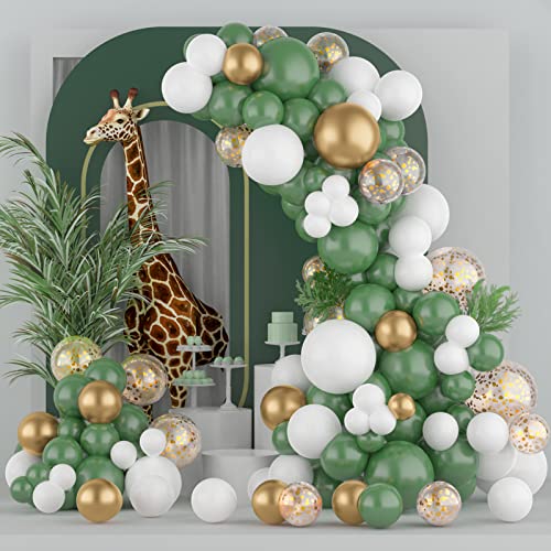 122 Stück Ballon Girlande Sage Grün, Luftballons Girlande, Olive Grün Gold Geburtstag Hochzeit, Ballonbogen Kit Set für Singles, Jubiläum, Dekorationen Hintergrund Deko, Babyparty, Brautparty Cover