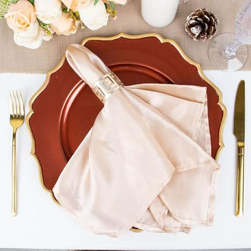 Efavormart 6 Pack | Terracotta & Gold 13" Round Scallop Rim Plastic Charger Plates, Tabletop Dinnerware Decor #TOP5