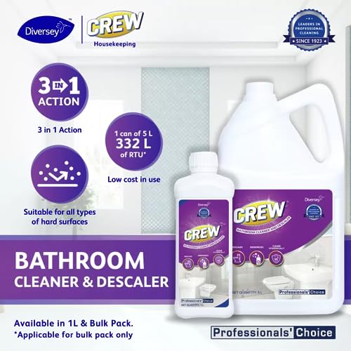 Image of Diversey Crew Bathroom Cleaner and Descaler - 1 L | Descales | Deodorizes | Cleans Hygienically (Pack of 2)