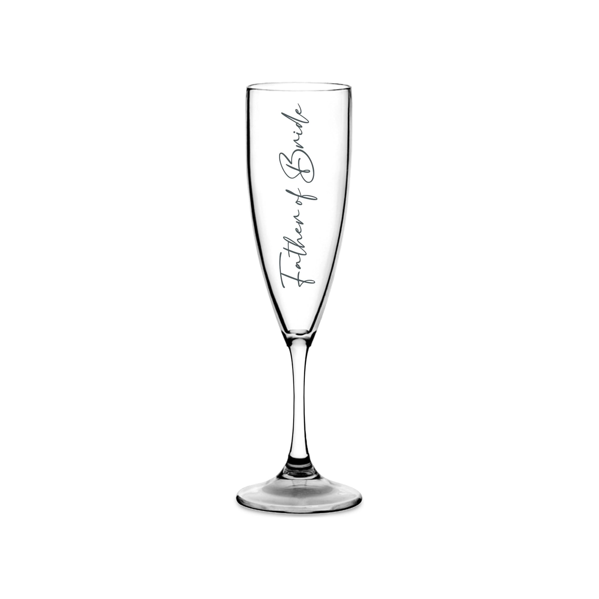 Print Maniacs Champagne Premium Clear Flute Glass Bride Groom Mr Mrs Wedding Maid Honour Wine Cocktail Prosecco Celebrations Gift (Grey, Father of Bride)