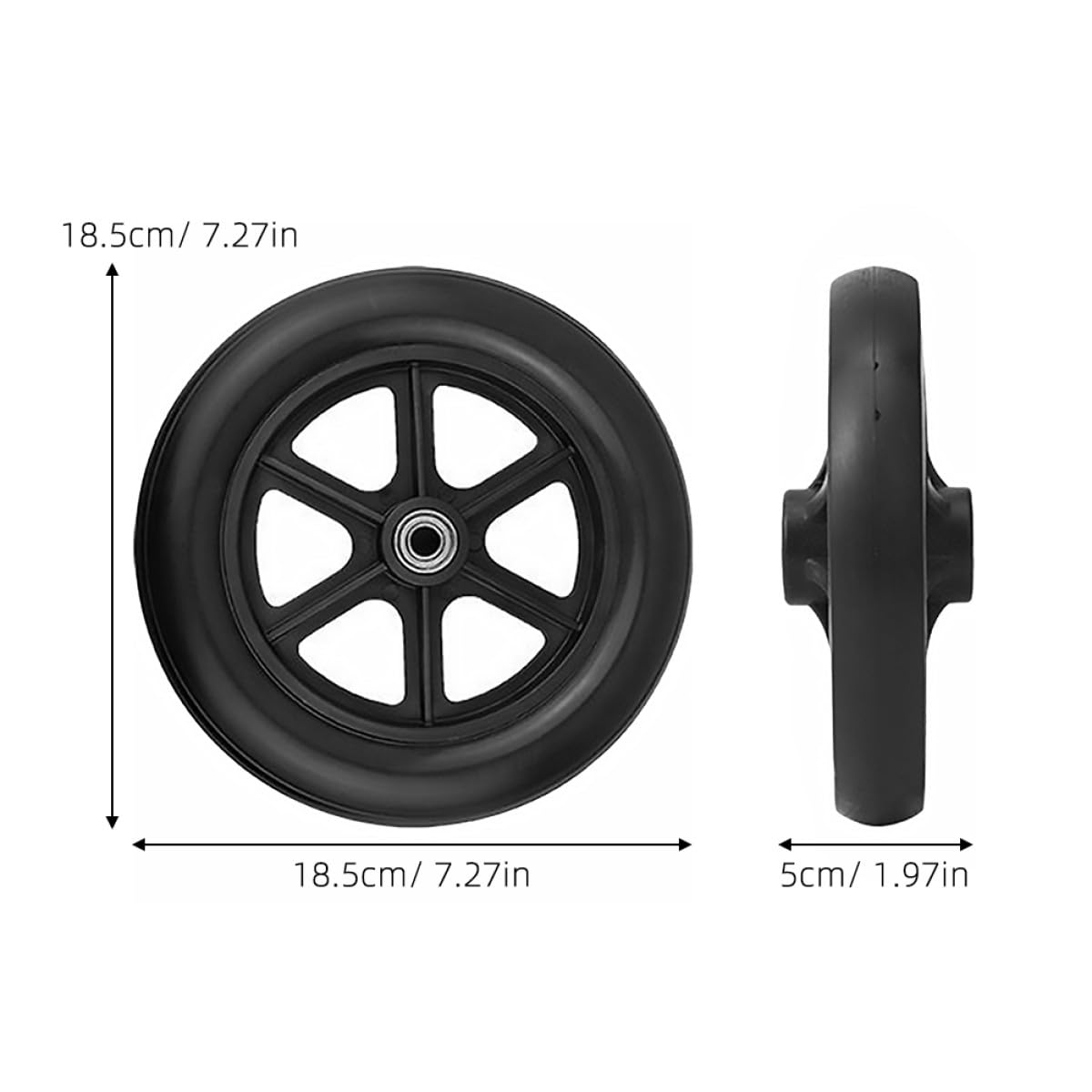 Rueda Delantera Práctica para Andador y Silla de Ruedas, Accesorio Abs Resistente, Silenciosa y Duradera, Paquete de 2 Piezas para Reemplazo Fácil