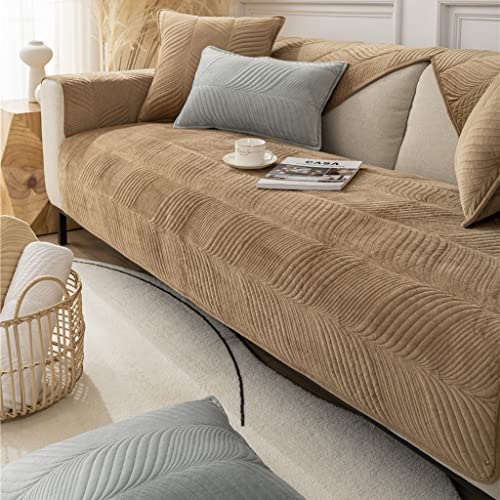 Housse de canapé en velours extensible protection canapé forme L taille 110x240 - 2