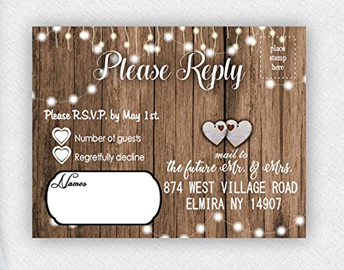 Generic Rustic Wedding Invitations Heart Personalized With Rsvp Set Of 50 Country Invites And Response Cards thumb #3