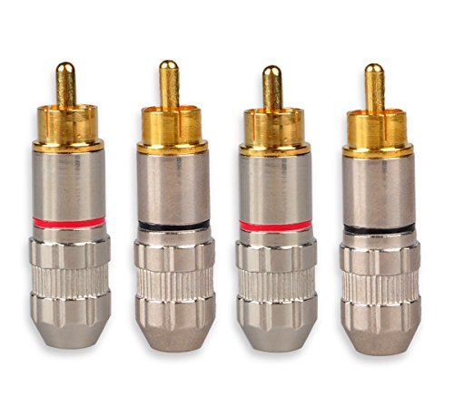 HTTX RCA Male Plug Adapter, RCA Repair Ends, Audio Phono Gold Plated Solder