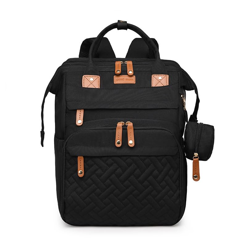 Diaper Bag Backpack with Foldable Bassinet, USB Charging Port, Insulated Bottle Pockets, Waterproof Fabric & Stroller Straps – Bag for Moms & Dads (Black/Pink/Blue/Grey)-image-18