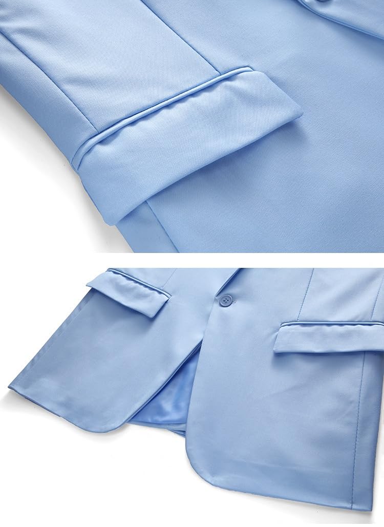 Giacca Uomo Elegante,Blazer Casual da Uomo Leggero Tinta Unita Business con Un Bottone E Risvolto Giacca da Abito Slim Fit Sportivo con Tasche Capispalla per Matrimonio Ballo Smoking Blu M