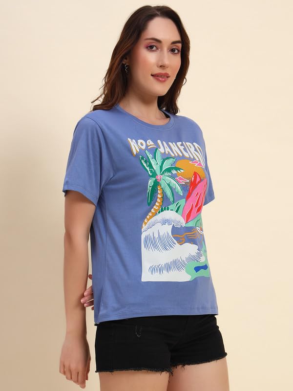 Image of THE DRY STATE Women Half Sleeves Cotton Tshirt