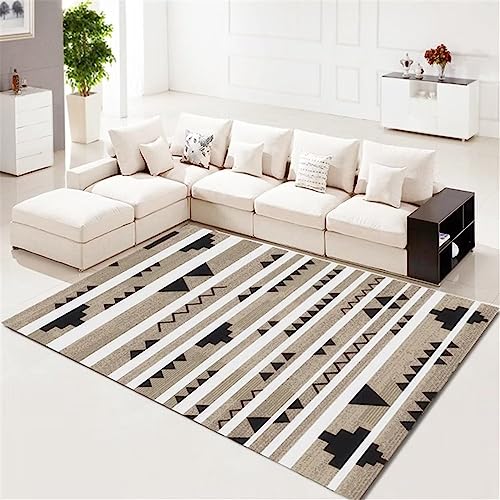 Tapis géométrique à rayures ultra durable et résistant pour salle à manger