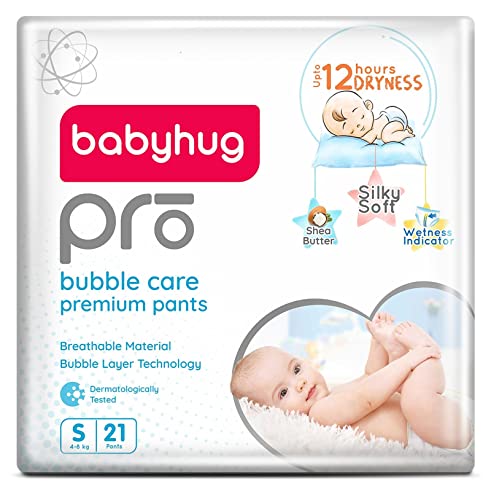 Image of Babyhug Pro Bubble Care Premium Pant Style Diapers Small - 21 Pieces, unisex