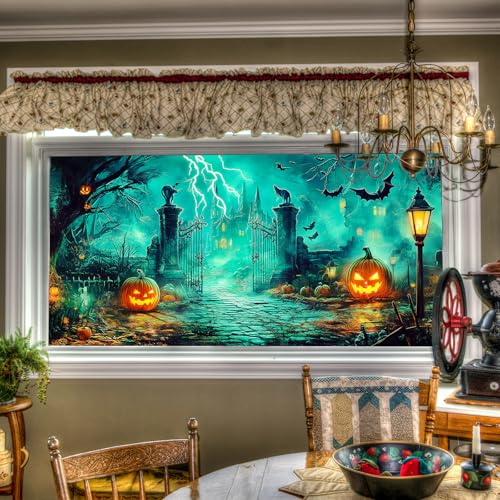 Película estática para ventana Halloween Castillo Embrujado miniatura 1
