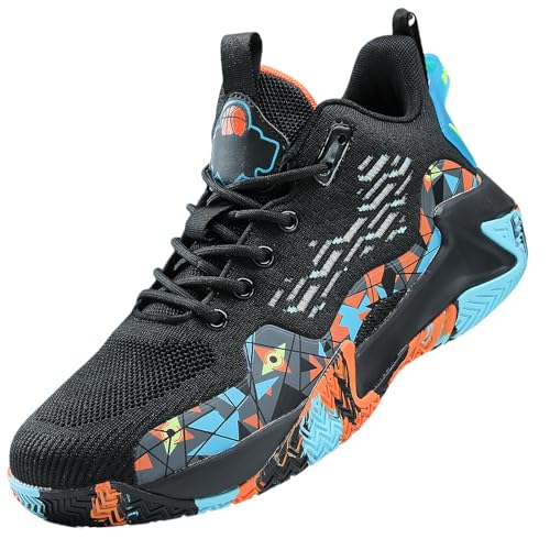 Image of SANEARDE Mens Basketball Shoes High Top Breathable Non Slip Outdoor Sneakers Cushioning Workout Shoes for Fitness