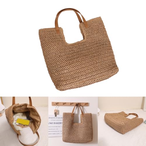 Large Capacity Handbags for Women Straw Woven Shoulder Bag Ladies Hand-woven Seaside Bag Female Beach-Bag2
