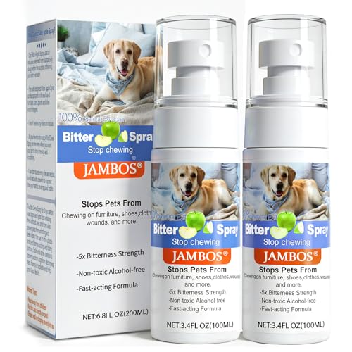 JAMBOS Effectively | 2 Bottles Bitter Apple Spray for Dogs to Stop Chewing, NO Chew Spray for Dogs Protect The Safety of Furniture and Your Belongings, Prevent Licking Injuries (Blue, M)