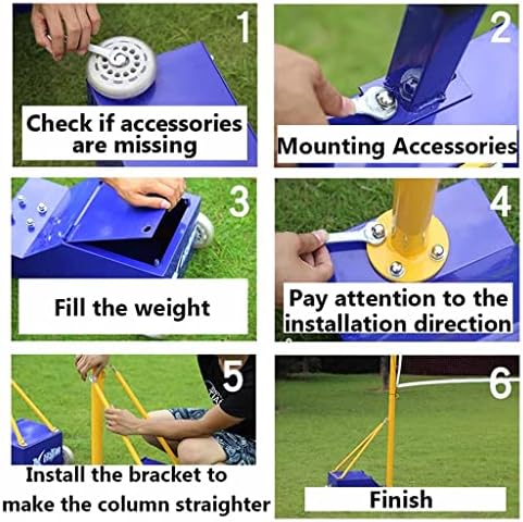Portable Badminton Tennis Net Stand, Badminton/Volleyball Poles, 3 in 1 Volleyball/Tennis/Badminton Net Bracket, Steel Volleyball Net Posts,Blue-3.5
