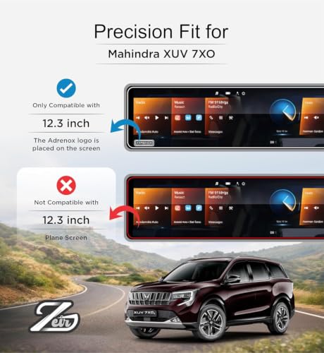 Image of ZEIR [3 PACK] MATTE Screen Protector Compatible with MAHINDRA XUV 7XO - 12.3Inch Triple Screen Long Display Guard (With Adrenox+ Badge Cutout) + TPU STEERING & STORAGE Panel Accessories [Not Tempered Glass]