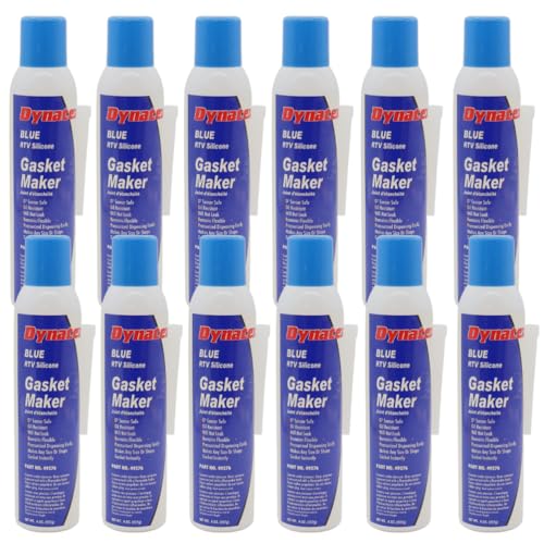 Image of Dynatex Blue RTV Silicone Gasket Maker 8 oz Automatic Can - Oxygen Sensor Safe, OEM Specs, Gear Oil Resistant, Oil /Water Resistant, Made in the USA (12-Pack)