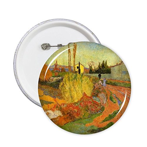 Badge rond Paul Gauguin paysage de campagne impressionniste pour veste