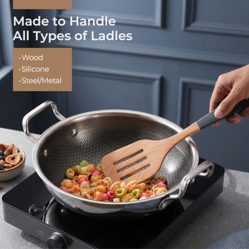 Image of Lifelong Triply Honeycomb Kadhai 26 Cm for Kitchen | Extra Deep Stainless Steel | 3-Layered Nonstick Coating | 2.5mm Thick | Scratch-Resistant | Even Heating with Less Oil | Gas & Induction Compatible
