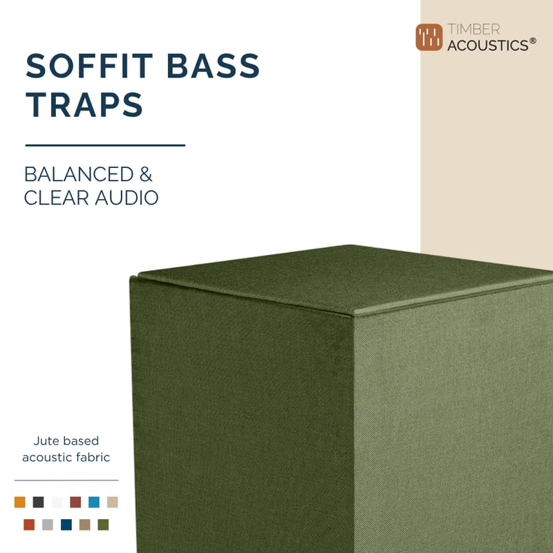 Image of Timber Acoustics Soffit Bass Traps | Premium Low-Frequency Absorption for Balanced & Clear Audio | Acoustic Room Treatment | Soundproof Corner Panels (Green, 4ft x 12in)