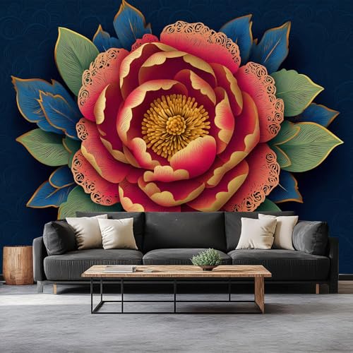 Papier peint chinois pivoine rose pour salon et chambre - 2