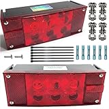 Wave One Marine LED Boat Trailer Light Set, Waterproof Submersible Bright, Low Profile Rectangular, Tinned Wire Brake Tail Lights 12V Sealed Turn Signal Kit (2PCS)