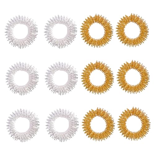 HAPINARY 20 Piezas Anillo De Masaje De Dedo Juguetes Puntiagudo Dedos Pulseras Puntiagudas Mini Zapatillas De Pedicura Herramienta Acupresión Sensorial Anillos Punto Planchar Silver